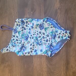 Wonder Nation Blue Floral One-Shoulder Swimsuit
